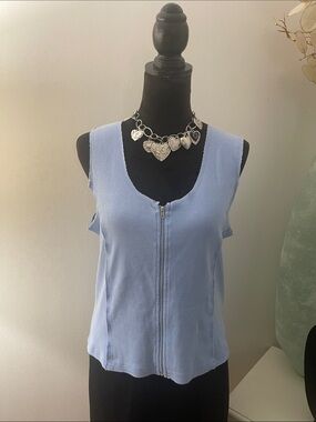 Gilded Intent Powder Blue Zip-Front Sleeveless Tank
